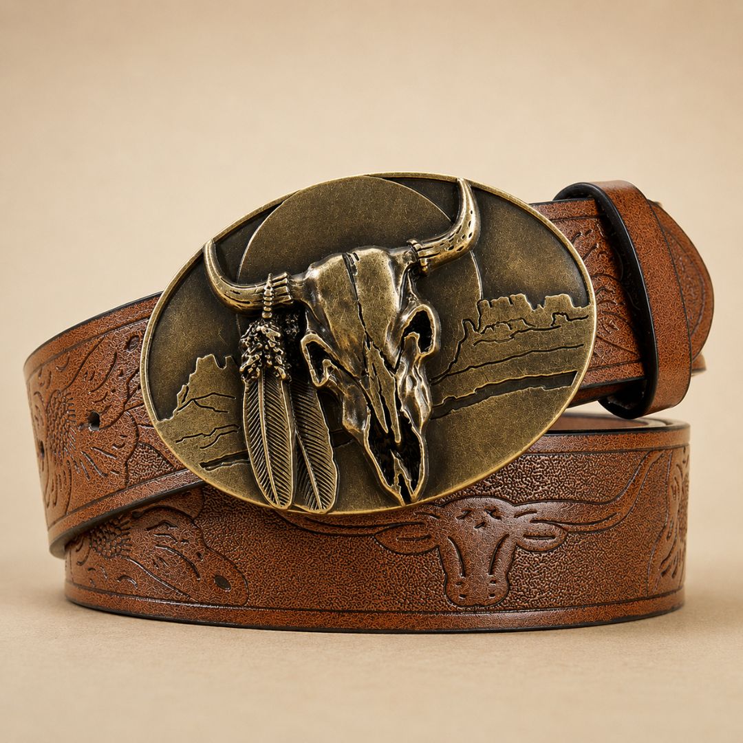 Cinto Country Masculino Cowboy Bull Skull Viego Loja Viego