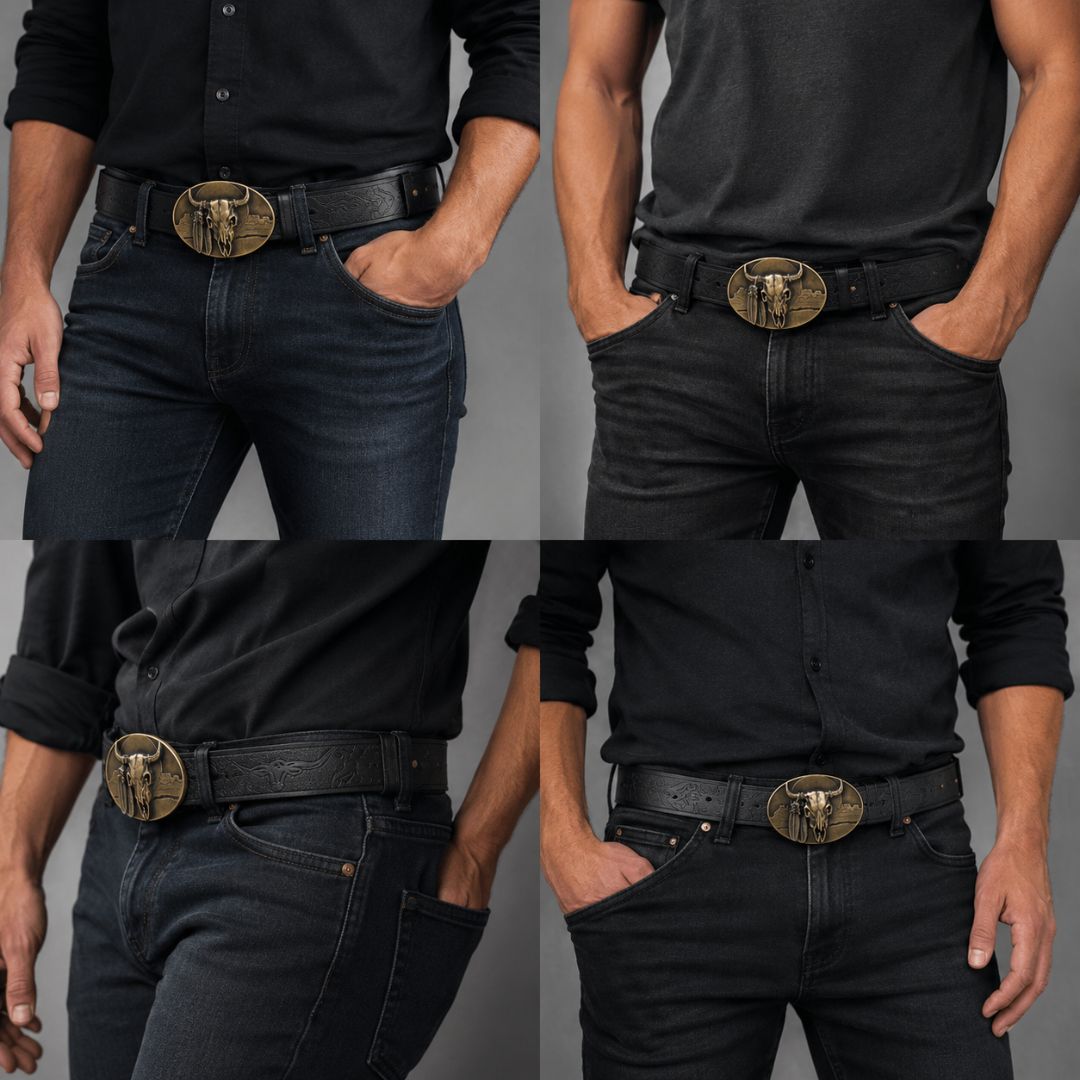 Cinto Country Masculino Cowboy Bull Skull Viego Loja Viego
