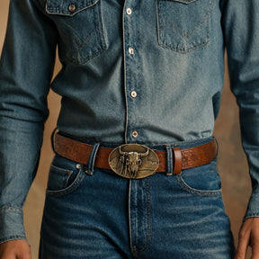 Cinto Country Masculino Cowboy Bull Skull Viego Loja Viego