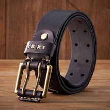 Cinto Masculino Vintage em Couro Legítimo Viego Carbon Marrom claro Loja Viego