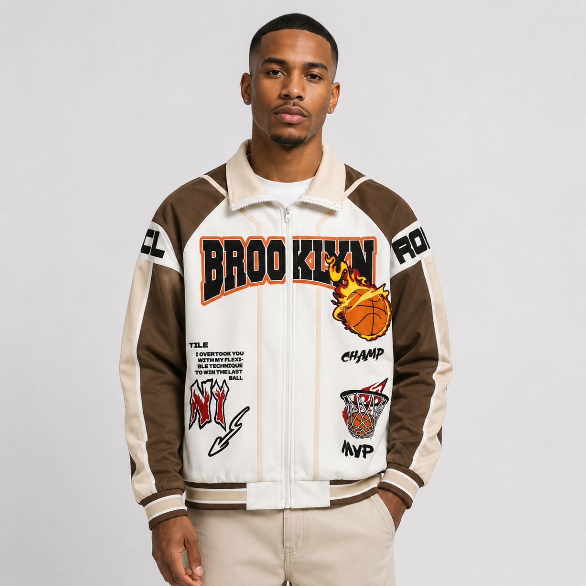 Jaqueta Masculina Preta Brooklyn NY Champ Loja Viego