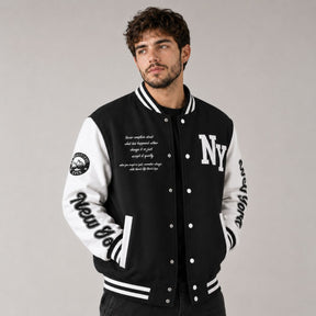 Jaqueta Masculina Varsity Baseball NY Preto Loja Viego