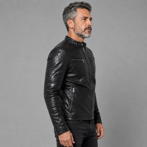 Jaqueta de Couro Masculina Preta Biker | Loja Viego