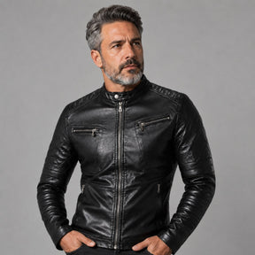 Jaqueta de Couro Masculina Preta Biker | Loja Viego