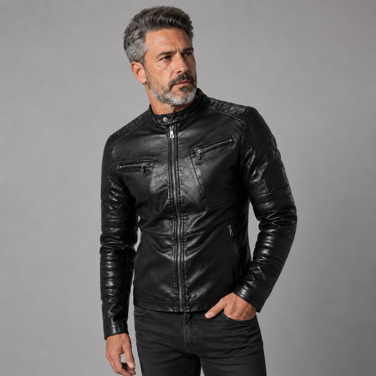 Jaqueta de Couro Masculina Preta Biker | Loja Viego