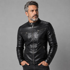 Jaqueta de Couro Masculina Preta Biker | Loja Viego
