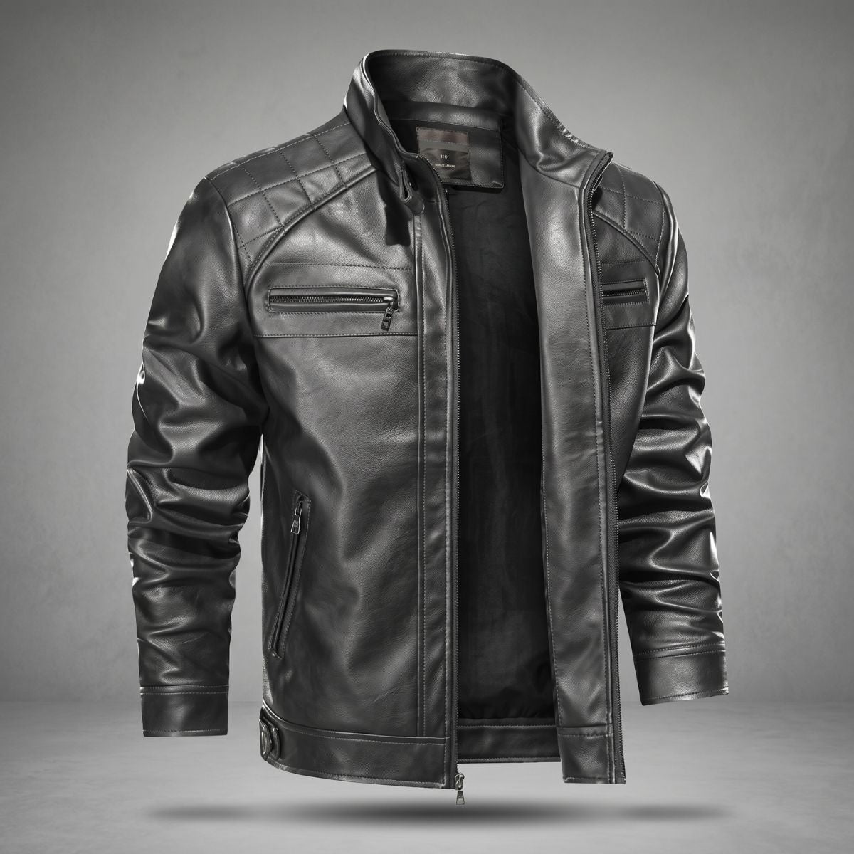 Jaqueta de Couro Masculina Preto Urban Mens Loja Viego