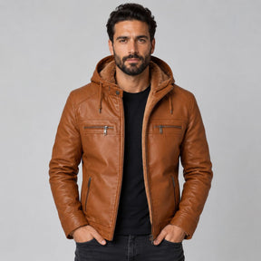 Jaqueta de Couro Masculina Viego Caramelo