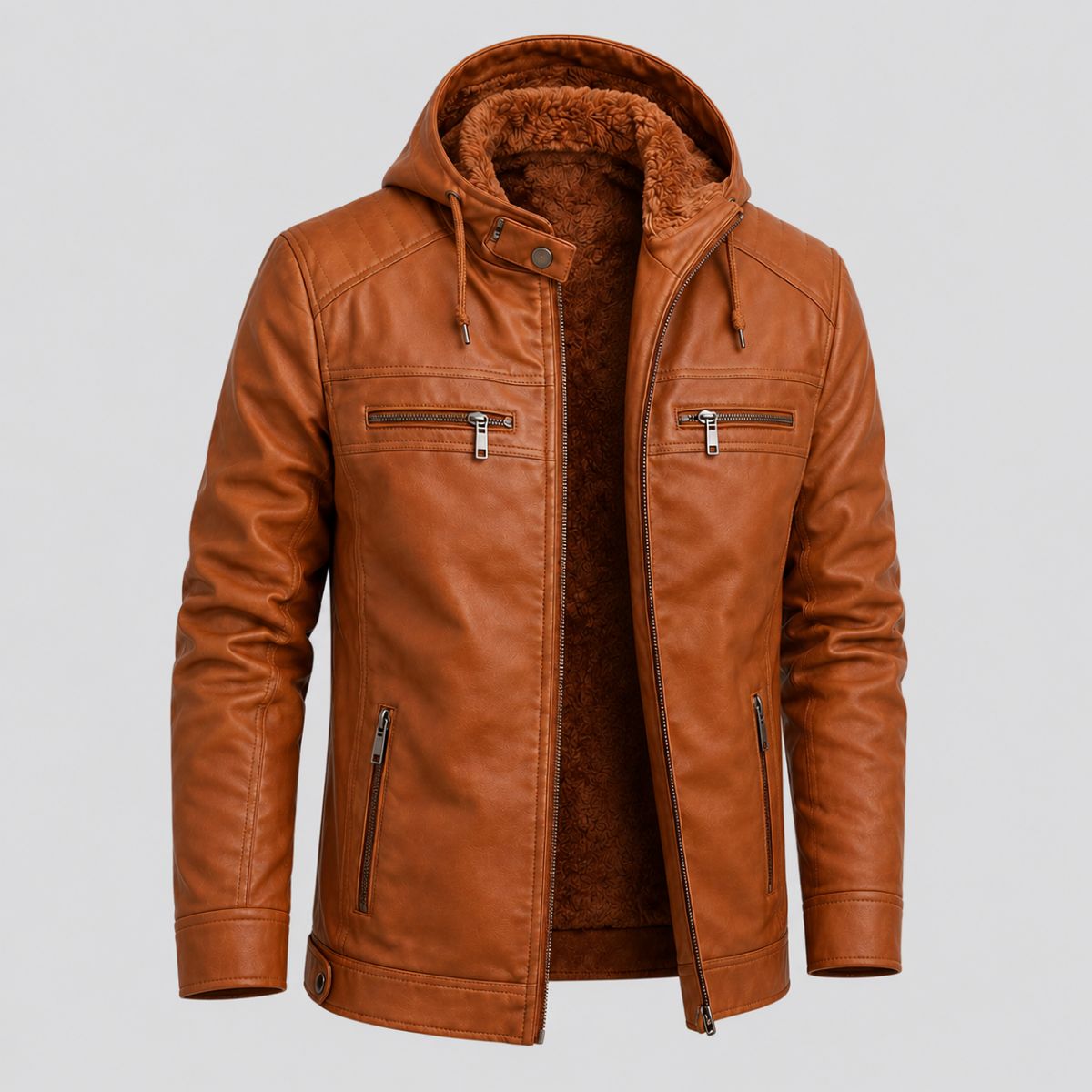 Jaqueta de Couro Masculina Viego Caramelo