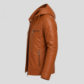 Jaqueta de Couro Masculina Viego Caramelo