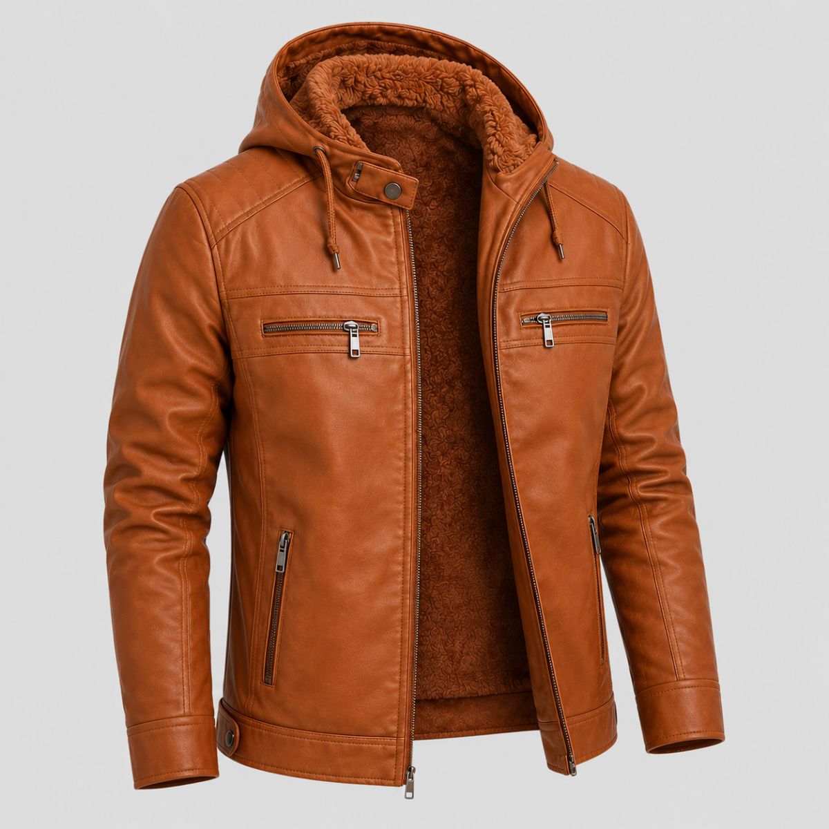 Jaqueta de Couro Masculina Viego Caramelo