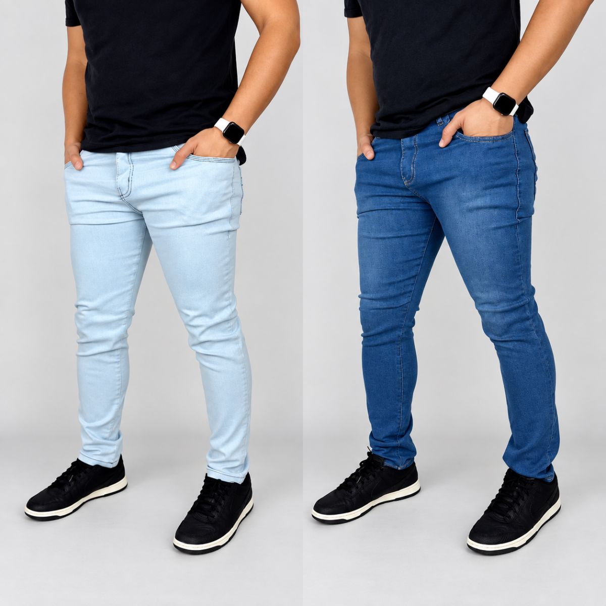 Kit 2 Calças Jeans Masculinas Slim Fit com Elastano Viego