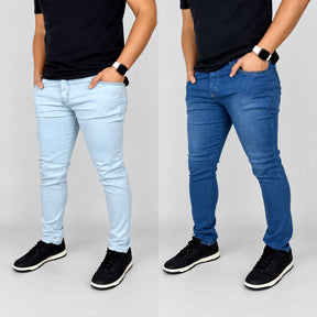 Kit 2 Calças Jeans Masculinas Slim Fit com Elastano Viego