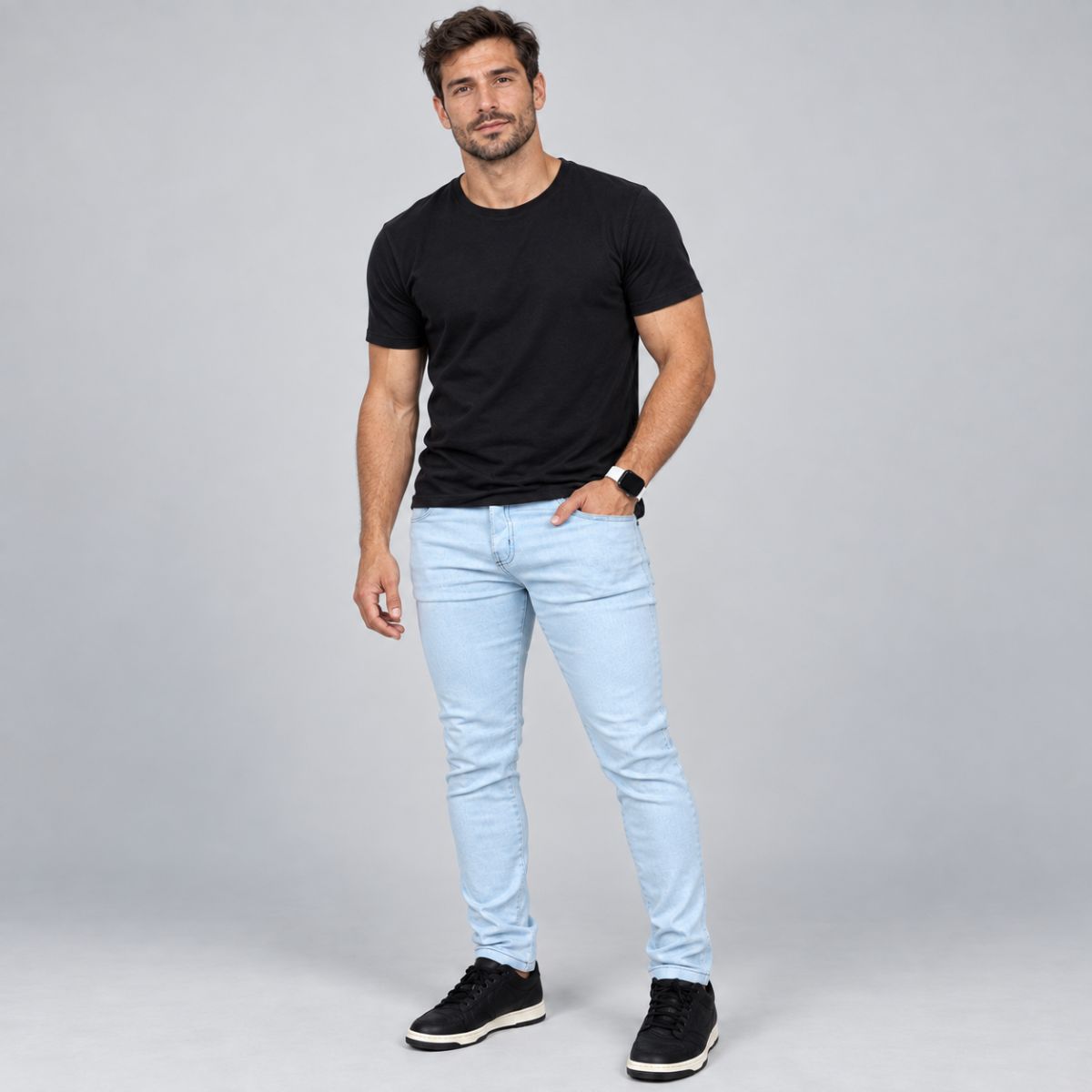 Kit 2 Calças Jeans Masculinas Slim Fit com Elastano Viego