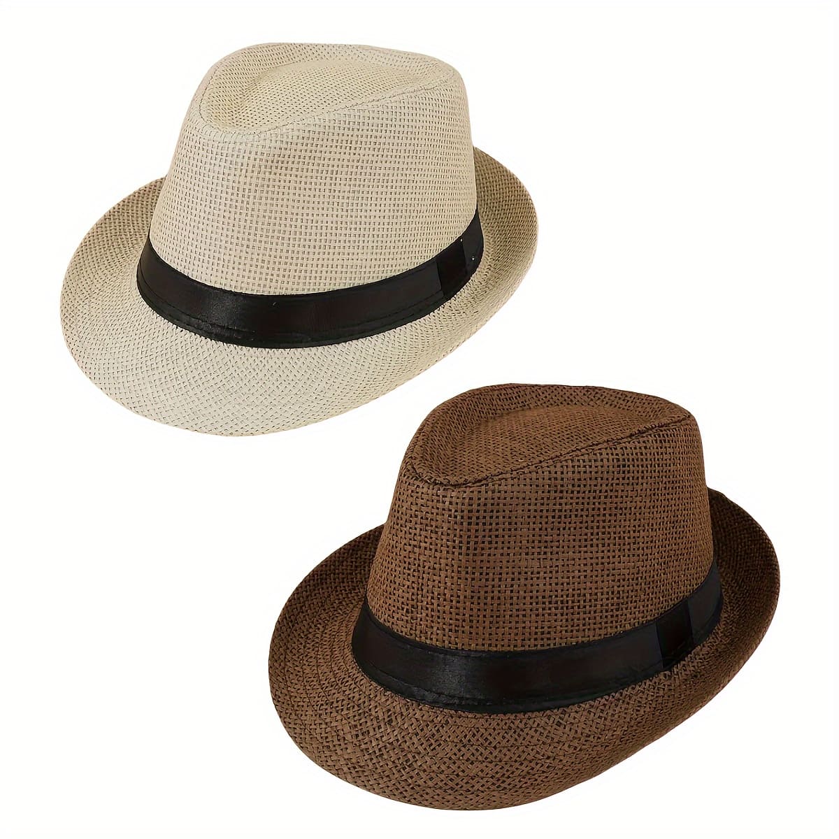 Kit 2 Chapéu Panamá Masculino Trilby Branco + Marrom Loja Viego chapeu de panama chapeu panamá Chapéu Masculino Chapéu Panamá Branco Clássico chapéu panamá original Kit 2 Chapéu Panamá Masculino Trilby panamá chapéu