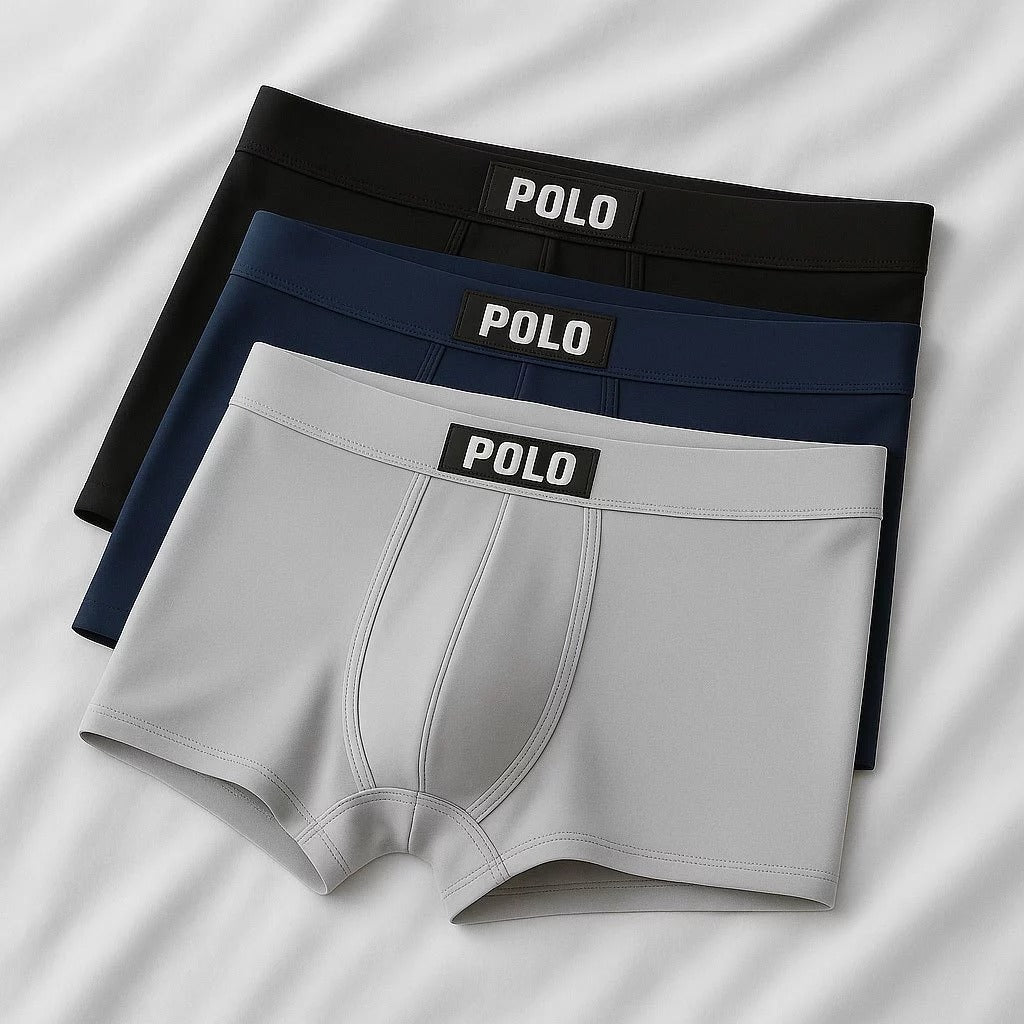 Kit 3 Cuecas Boxer Masculina Polo Azul Branco Preto Loja Viego cueca cueca box cueca masculina Kit 3 Cuecas Boxer Masculina Polo kit camisetas masculinas