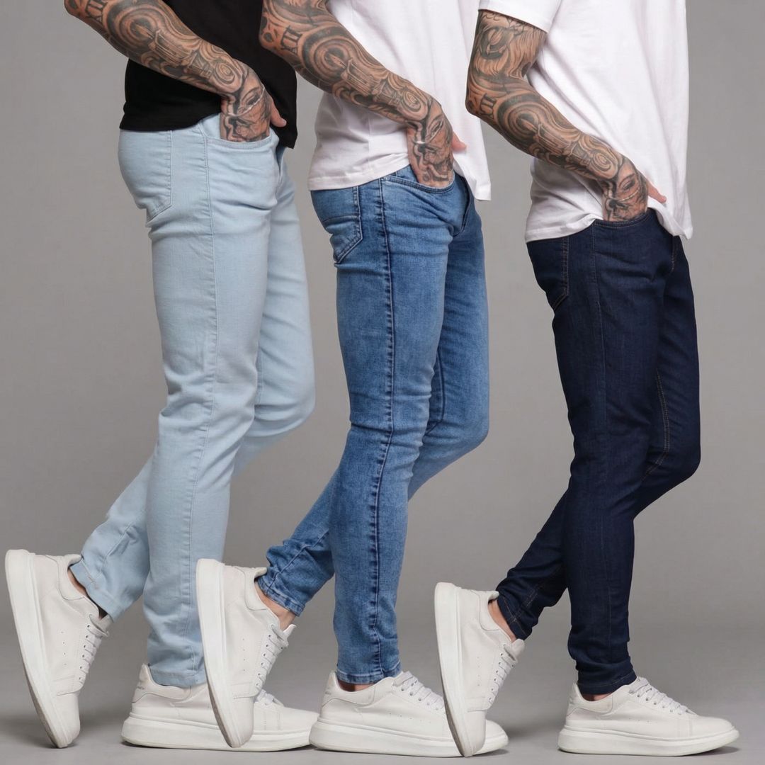 Kit 3 Calças Jeans Masculina - Combo Viego Premium Azul Loja Viego calça calça jeans masculina calça jeans masculina azul claro calça jeans masculina com elastano calça jeans masculina na promoção calça jeans masculina social Kit 3 Calças Jeans Masculina - Combo Viego Premium mais vendidos promoção calça jeans