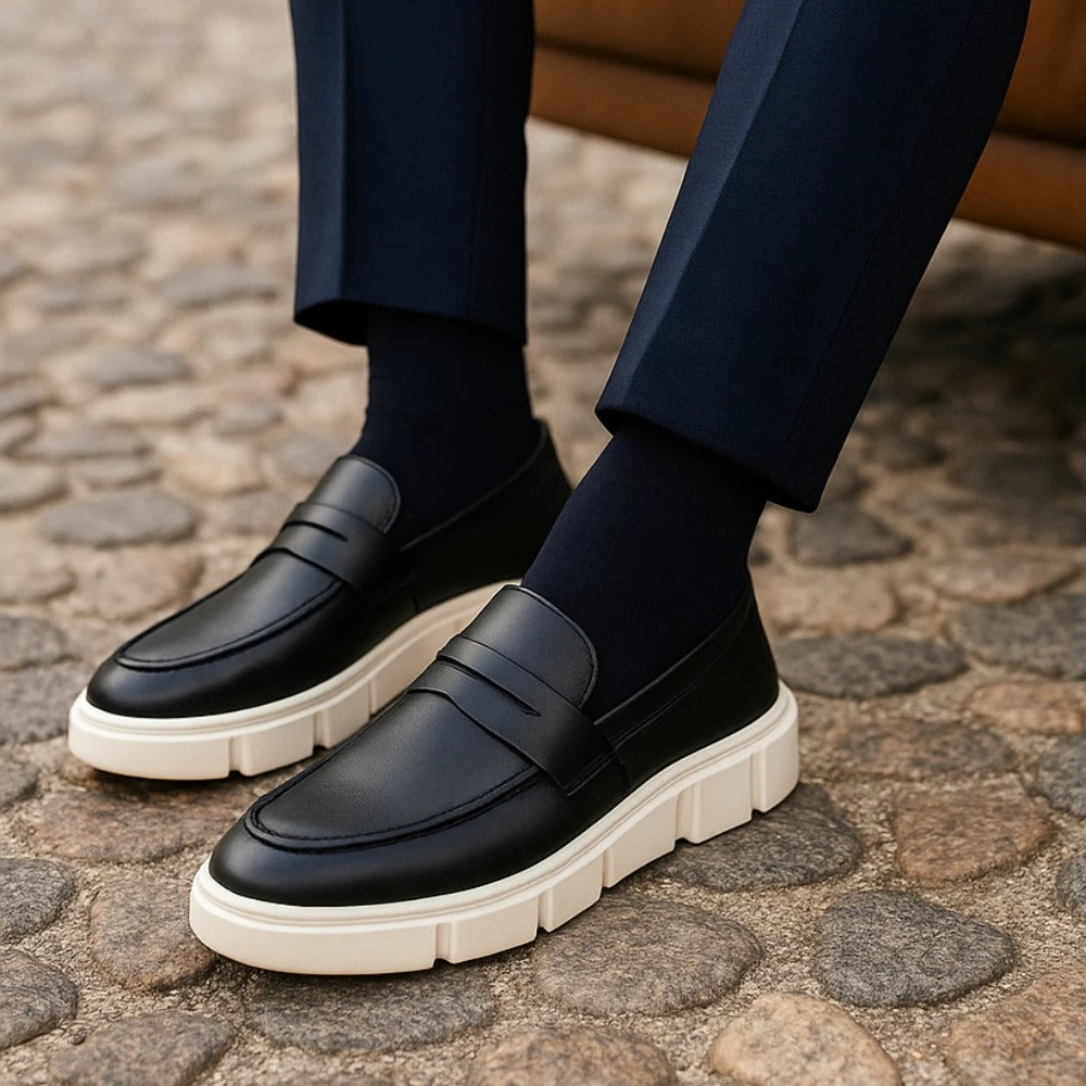 Mocassim Masculino Loafer Sola Alta Estilo Britânico