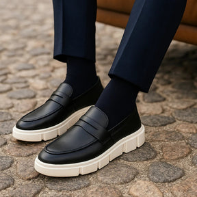 Mocassim Masculino Loafer Sola Alta Estilo Britânico
