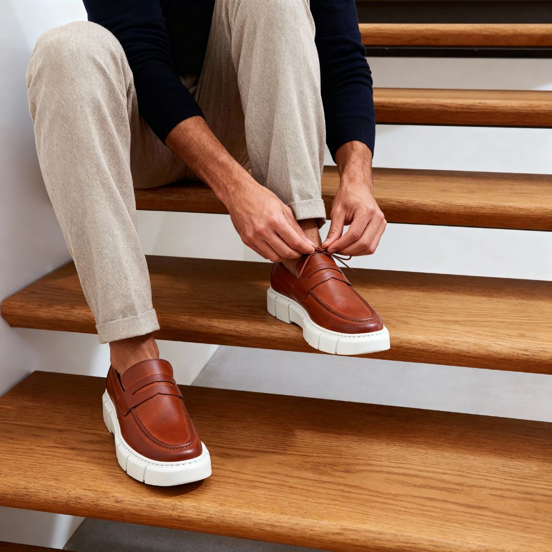 Mocassim Masculino Loafer Sola Alta Estilo Britânico