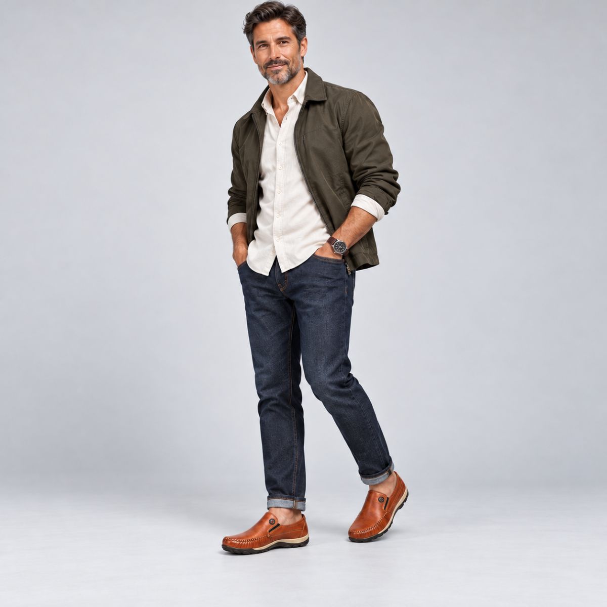 Mocassim Masculino Montarvo Caramelo com Costura Aparente Loja Viego