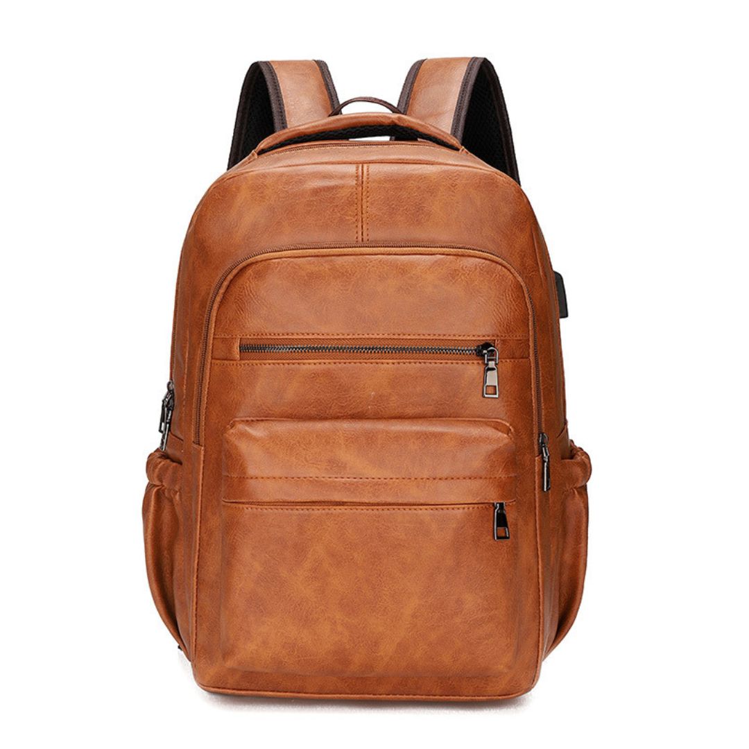 Mochila De Couro Masculino À Prova d'água Marrom Loja Viego
