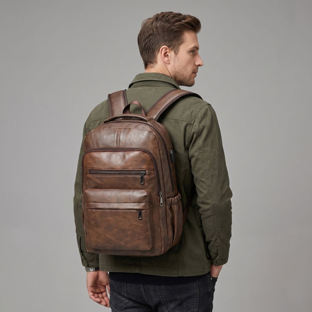 Mochila De Couro Masculino À Prova d'água Loja Viego