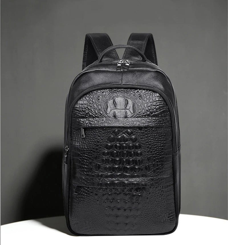 Mochila Masculina Couro de Crocodilo Genuíno Loja Viego mochila de couro mochila de couro masculino mochila executiva mochila masculina Mochila Masculina Couro de Crocodilo Genuíno