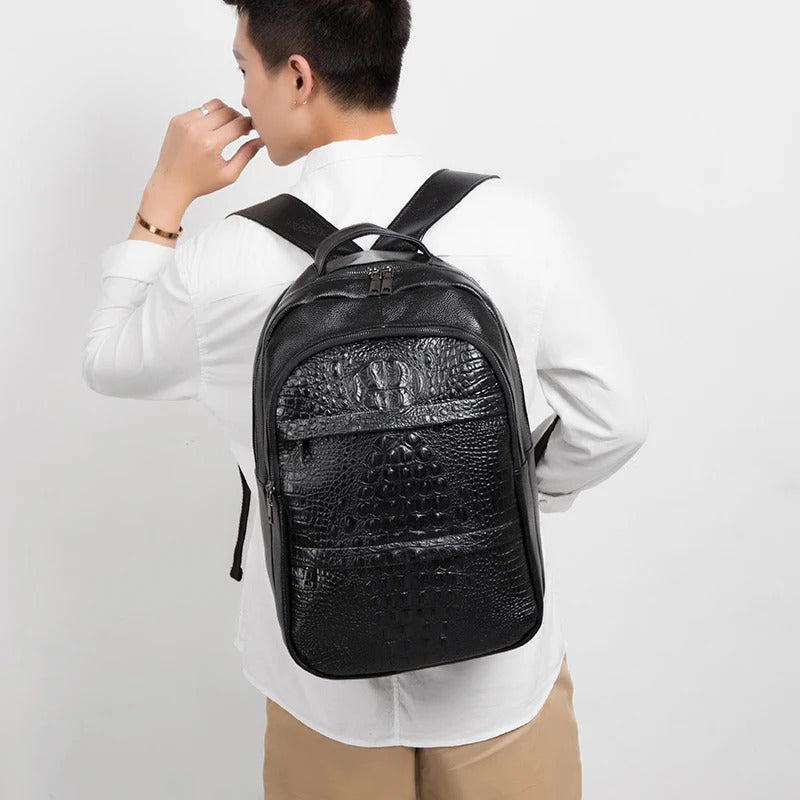 Mochila Masculina Couro de Crocodilo Genuíno Loja Viego mochila de couro mochila de couro masculino mochila executiva mochila masculina Mochila Masculina Couro de Crocodilo Genuíno