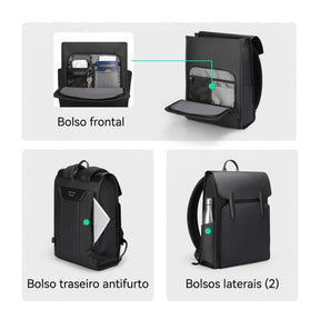 Mochila Masculina Executiva para Notebook Oslo | Design Minimalista Preta Loja Viego