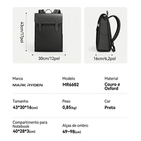 Mochila Masculina Executiva para Notebook Oslo | Design Minimalista Preta Loja Viego