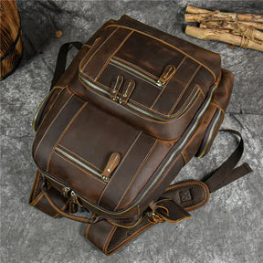 Mochila Masculina de Couro Genuíno Retrô Loja Viego Mochila Masculina de Couro Genuíno Retrô