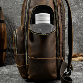 Mochila Masculina de Couro Genuíno Retrô Loja Viego Mochila Masculina de Couro Genuíno Retrô