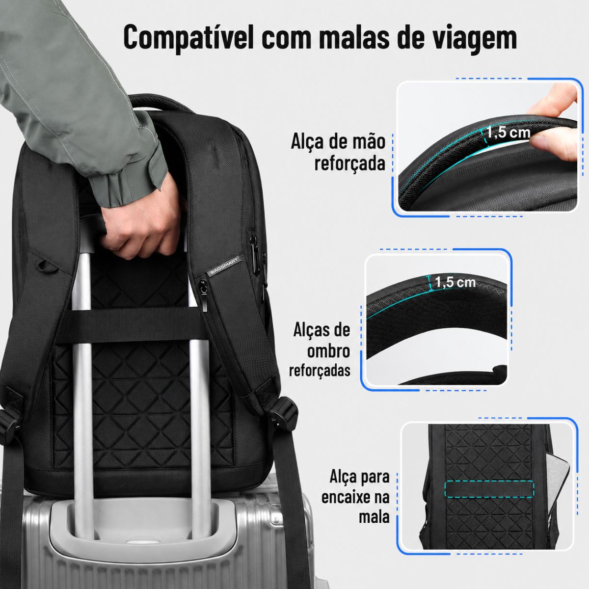Mochila Notebook 15,6" Executiva Modelo Black Flag