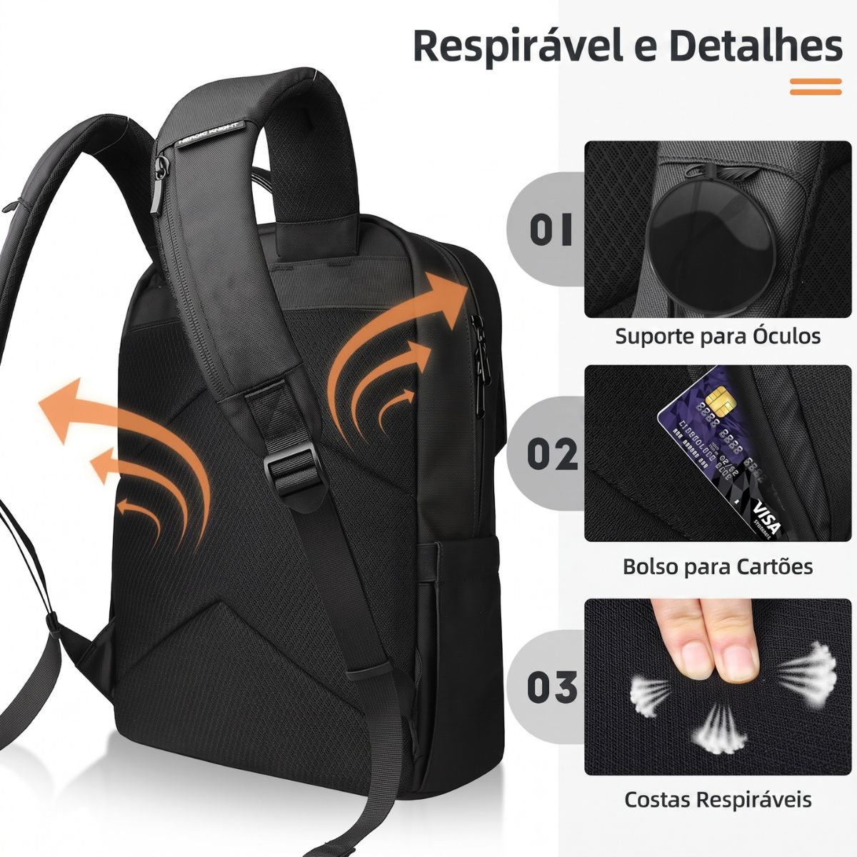 Mochila Notebook 15,6" Executiva Modelo HK Black