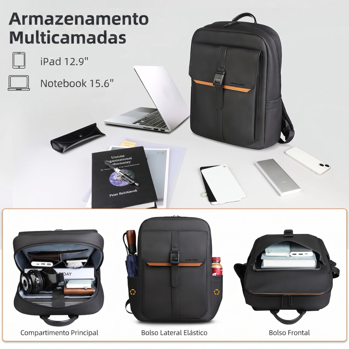 Mochila Notebook 15,6" Executiva Modelo HK Black