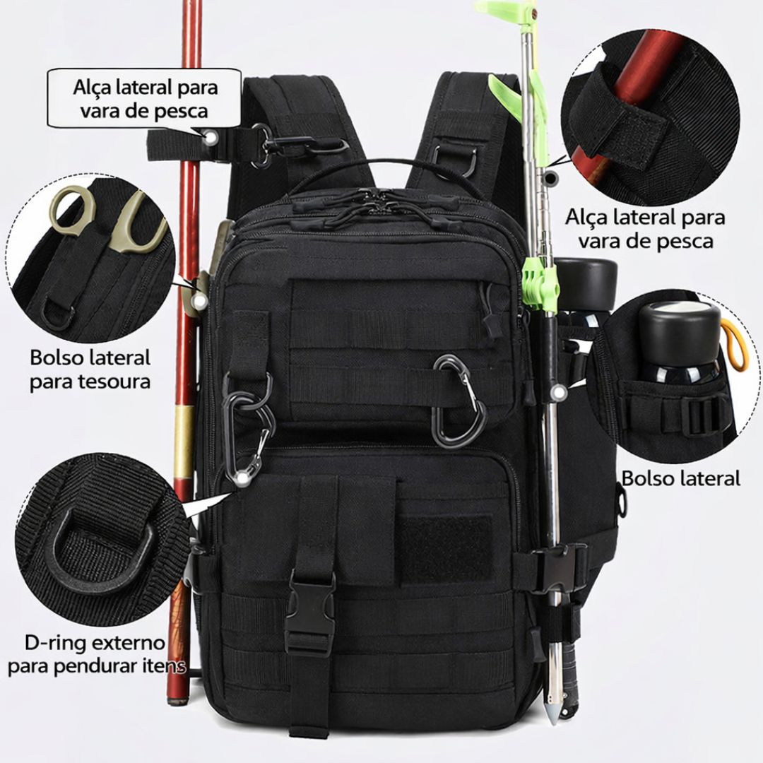 Mochila Tática Militar Assault Black Loja Viego Mochila militar mochila militar masculina Mochila para airsoft Mochila para trilha Mochila tática Mochila Tática Militar Assault Black