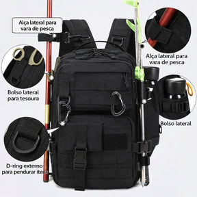Mochila Tática Militar Assault Black Loja Viego Mochila militar mochila militar masculina Mochila para airsoft Mochila para trilha Mochila tática Mochila Tática Militar Assault Black
