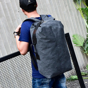 Mochila Masculina de Lona Viagem Bucket Loja Viego mochila de lona mochila lona mochila masculina Mochila Masculina De Lona Encerada E Couro Impermeável Mochila Masculina de Lona Viagem Bucket