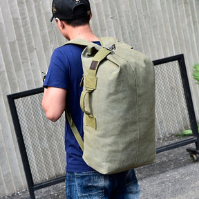 Mochila Masculina de Lona Viagem Bucket Loja Viego mochila de lona mochila lona mochila masculina Mochila Masculina De Lona Encerada E Couro Impermeável Mochila Masculina de Lona Viagem Bucket