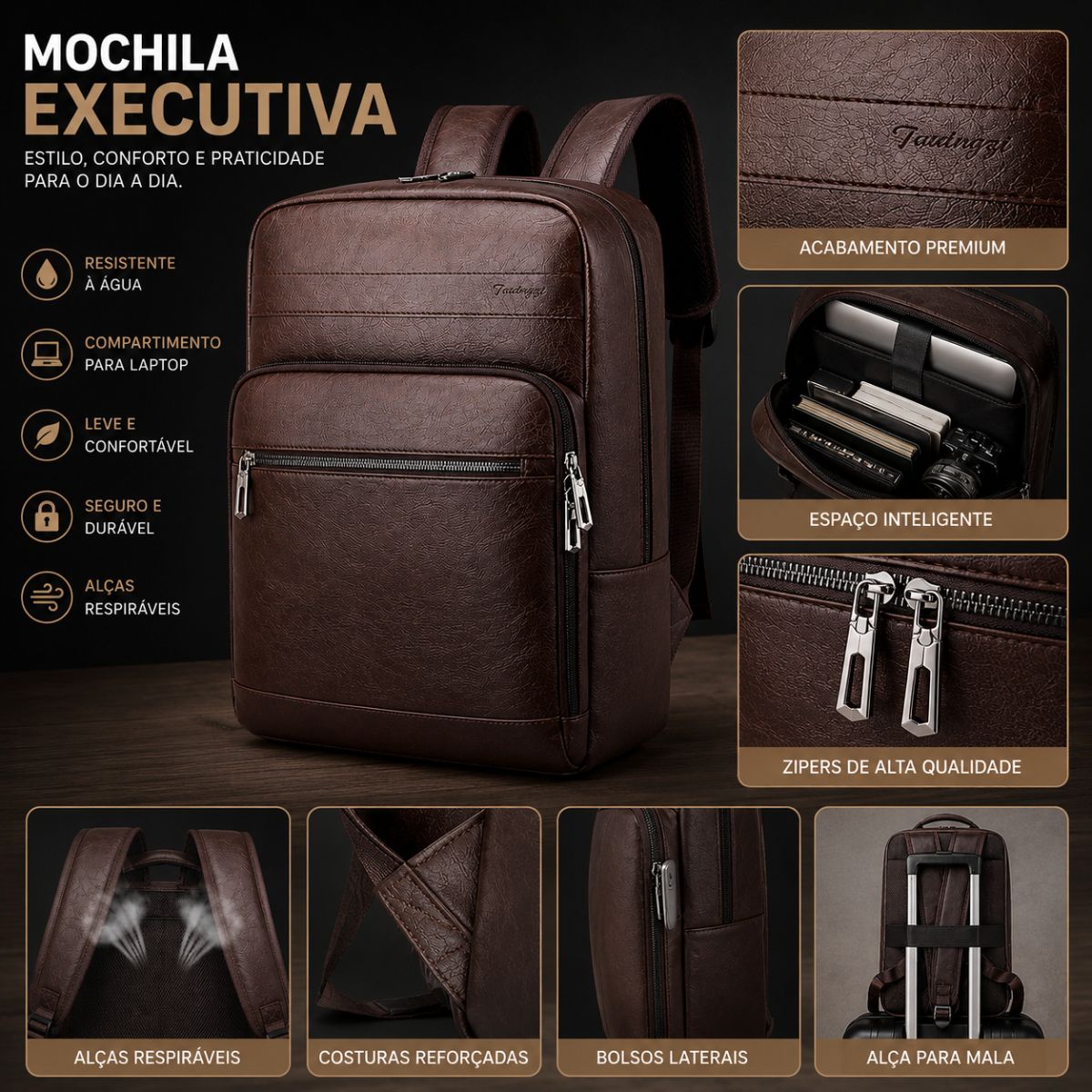 Mochila de Couro Masculina Modelo Veron Loja Viego
