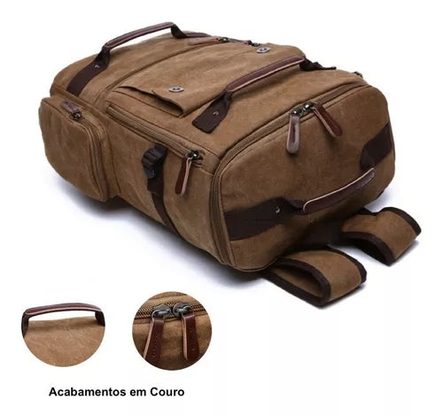 Mochila de Lona Masculina Para Notebook Clássica Loja Viego mochila mochila de lona mochila de lona masculina Mochila de Lona Masculina Para Notebook Clássica mochila em lona reforcada mochila lona impermeavel mochila masculina