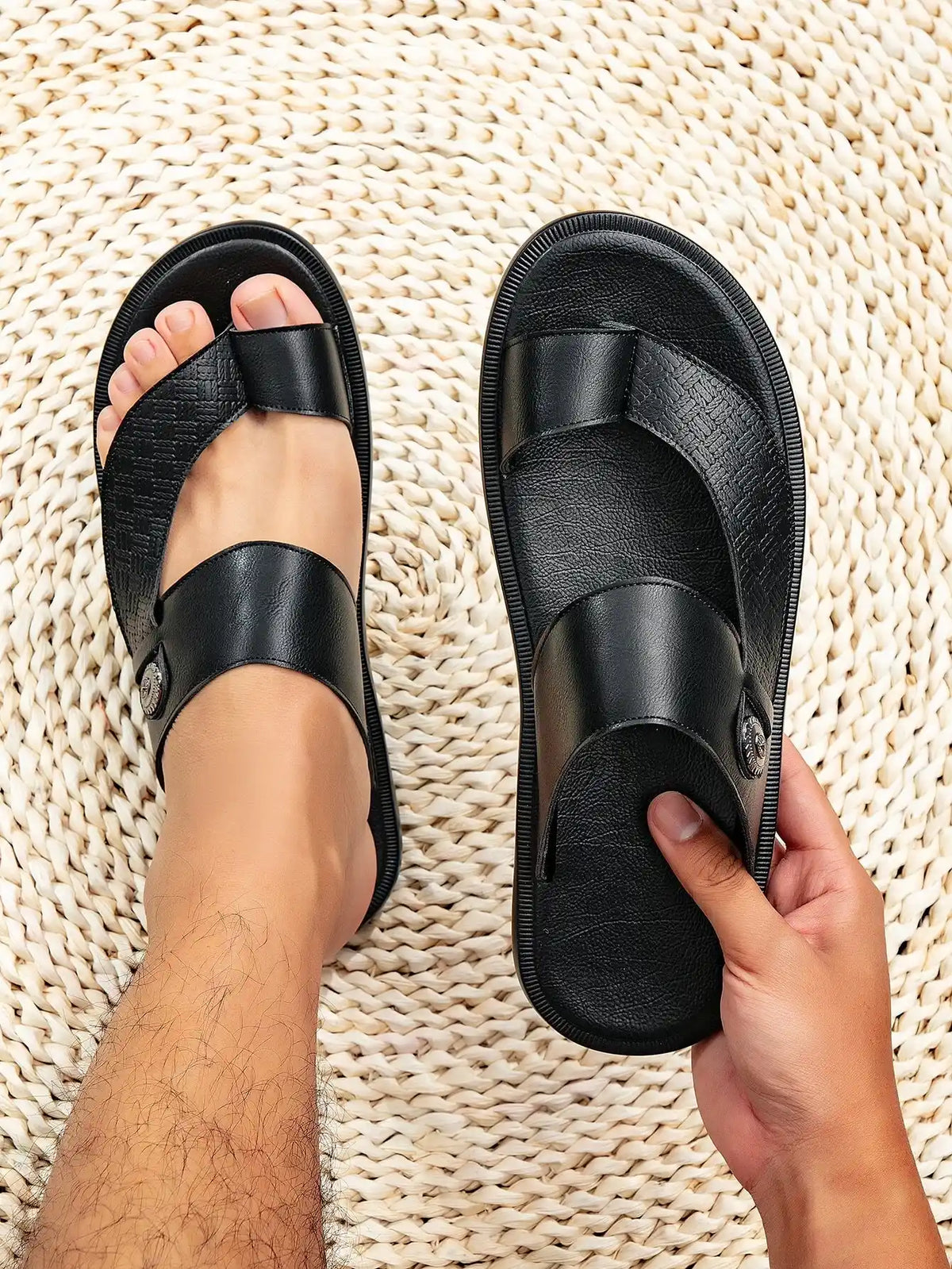 Sandália Masculina de Couro Preto Árabes 44 Loja Viego sandália masculina sandália masculina de couro sandália masculina de couro preto Sandália Masculina de Couro Preto Árabes