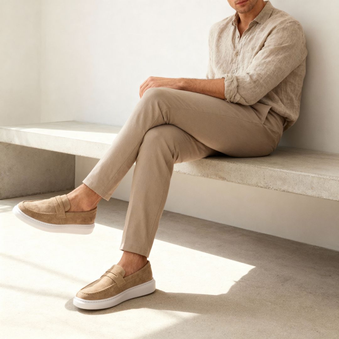 Sapato Mocassim Masculino Loafer Areia Viego