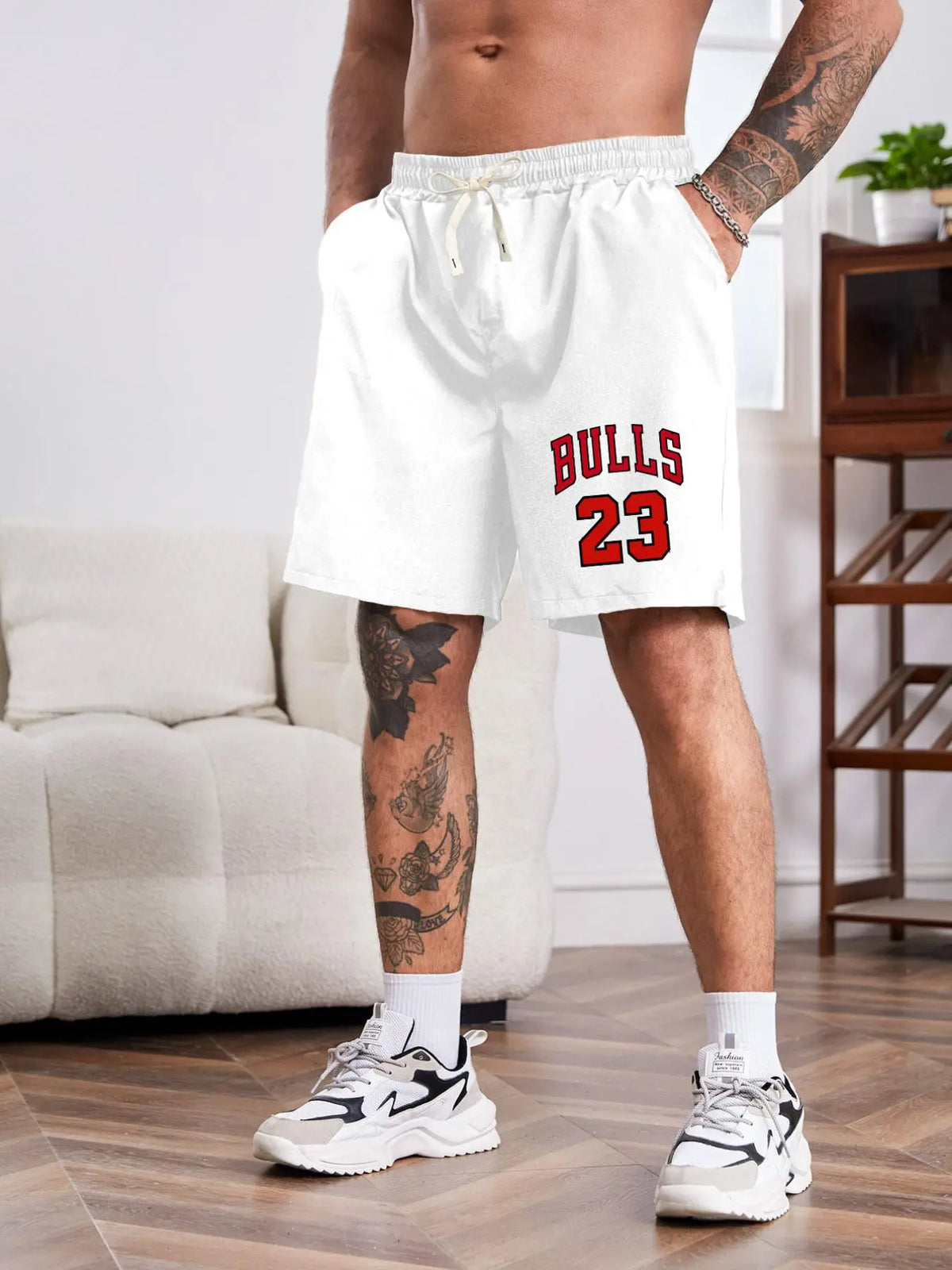 Short Masculino Esportivo Bulls 23 Branco Loja Viego short short de academia short masculino short masculino esportivo Short Masculino Esportivo Bulls 23