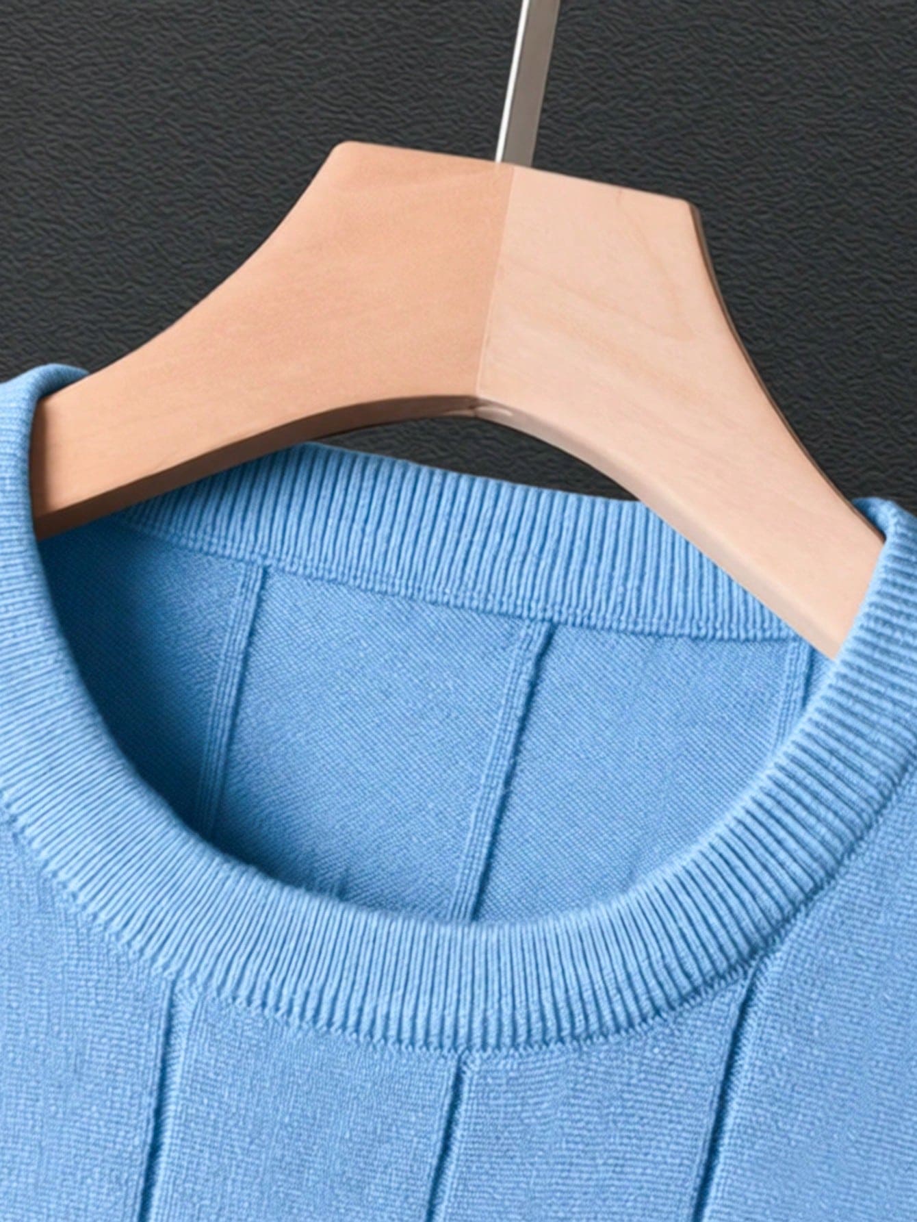 Suéter Masculino Tricô Comfort Gola Redonda Azul Loja Viego