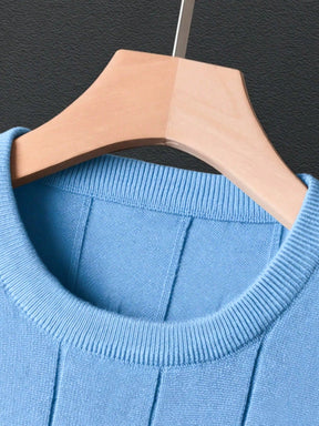 Suéter Masculino Tricô Comfort Gola Redonda Azul Loja Viego