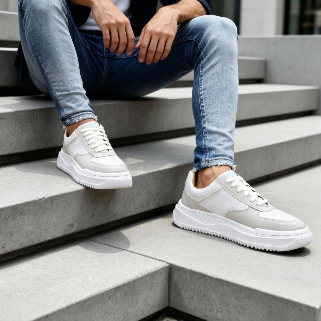 Tênis Branco Masculino Casual Sola Alta Sneakers Viego Loja Viego tenis masculino tenis masculino casual Tênis Tênis Branco Tênis Branco Masculino Tênis Branco Masculino Casual Sola Alta Sneakers Viego