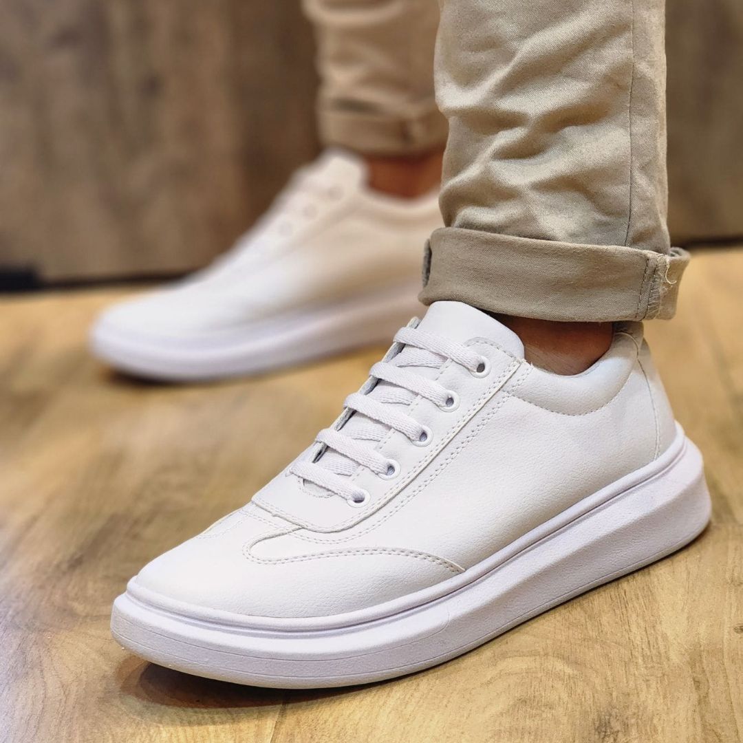 Tênis Branco Masculino Casual Sola Alta Viego