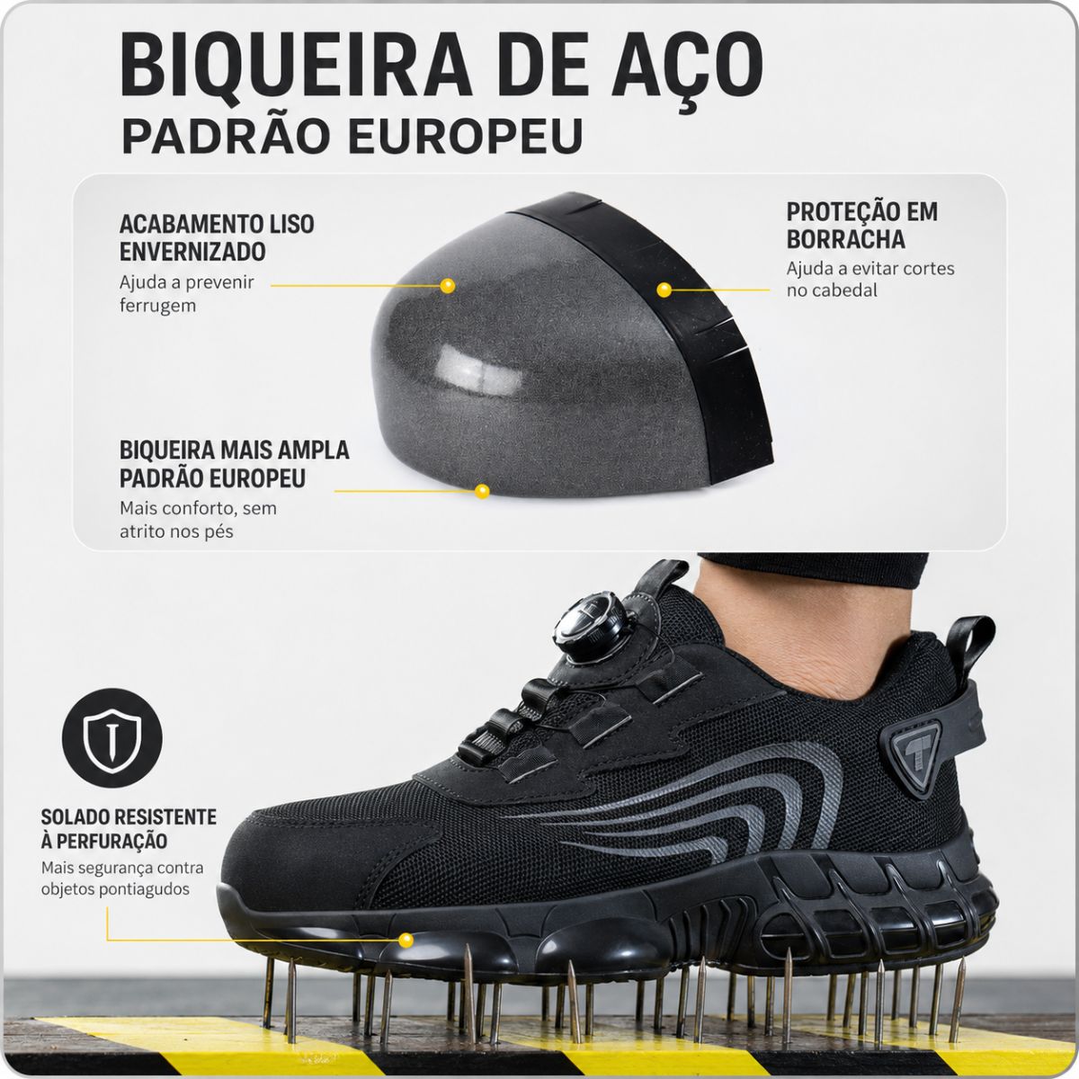 Tênis Masculino para Trabalho Preto Viego GripForce Antiderrapante